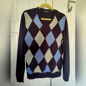 Claiborne Argyle V-Neck Sweater Medium